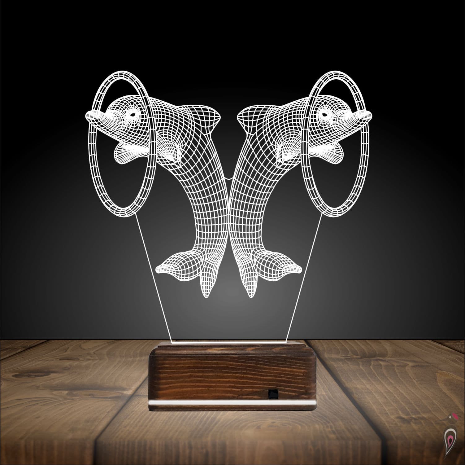 Дельфины — 3D LED Ночник | Оригинальный подарок детям 3