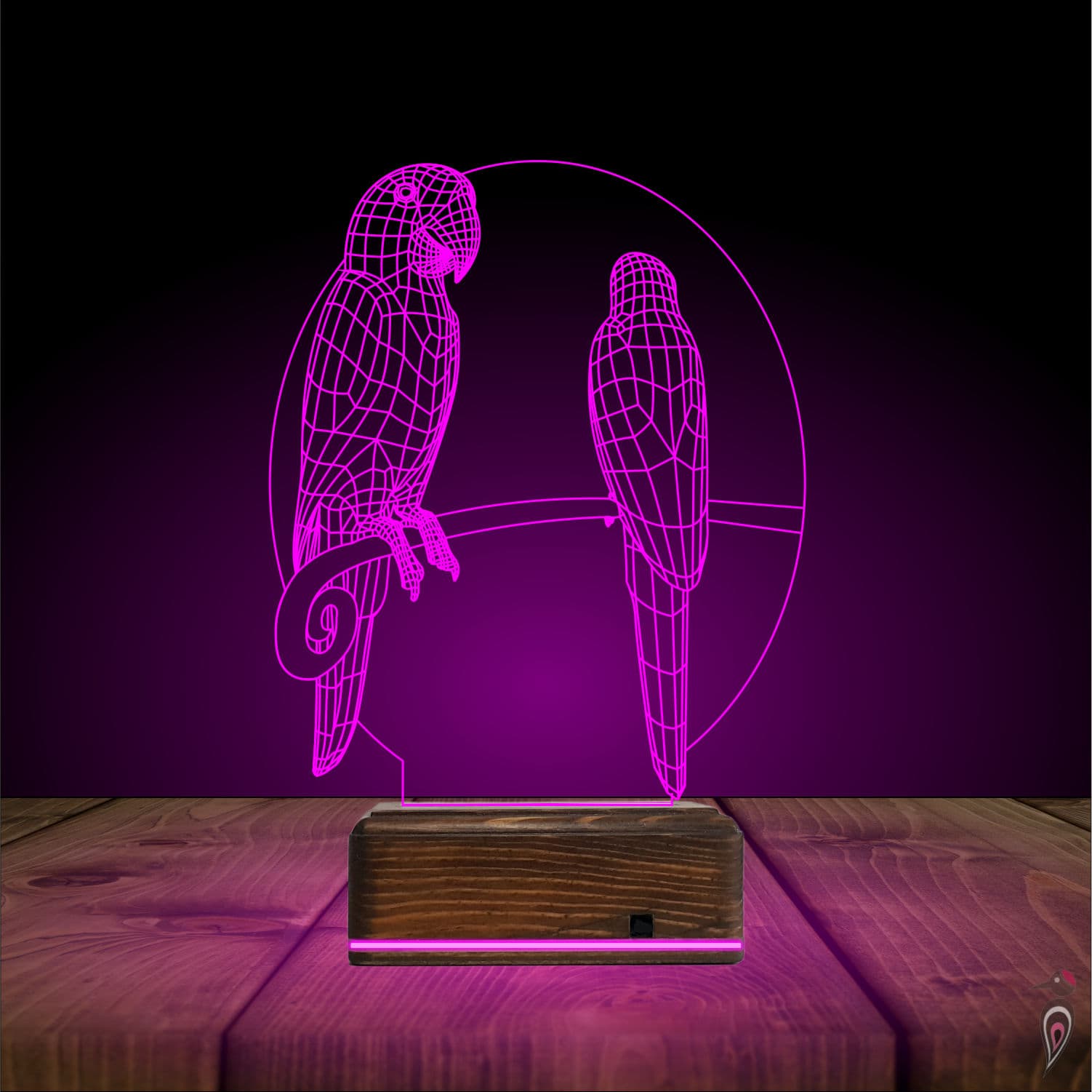 Попугаи — 3D LED Ночник | Подарок влюбленным 6