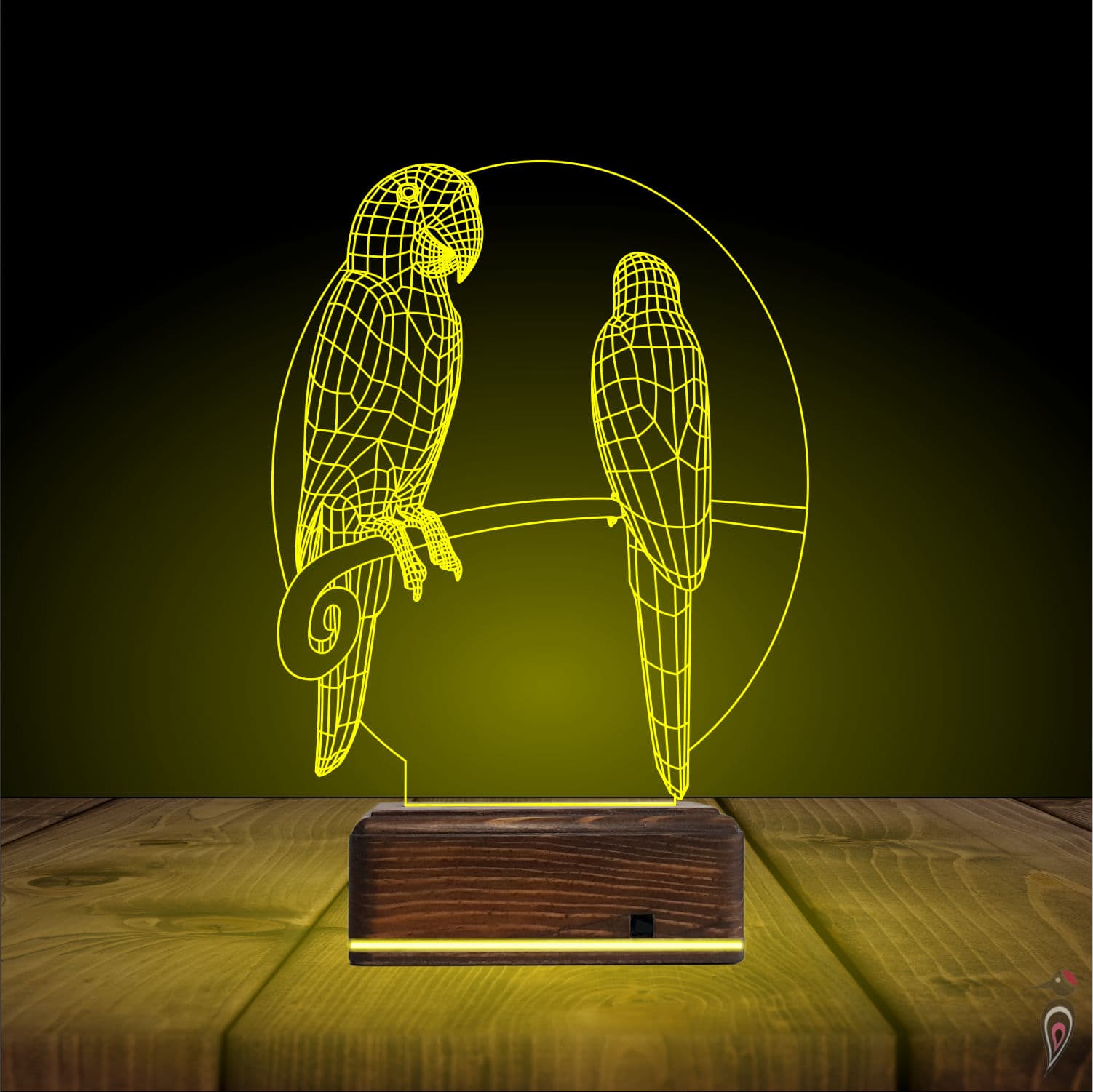 Попугаи — 3D LED Ночник | Подарок влюбленным 7