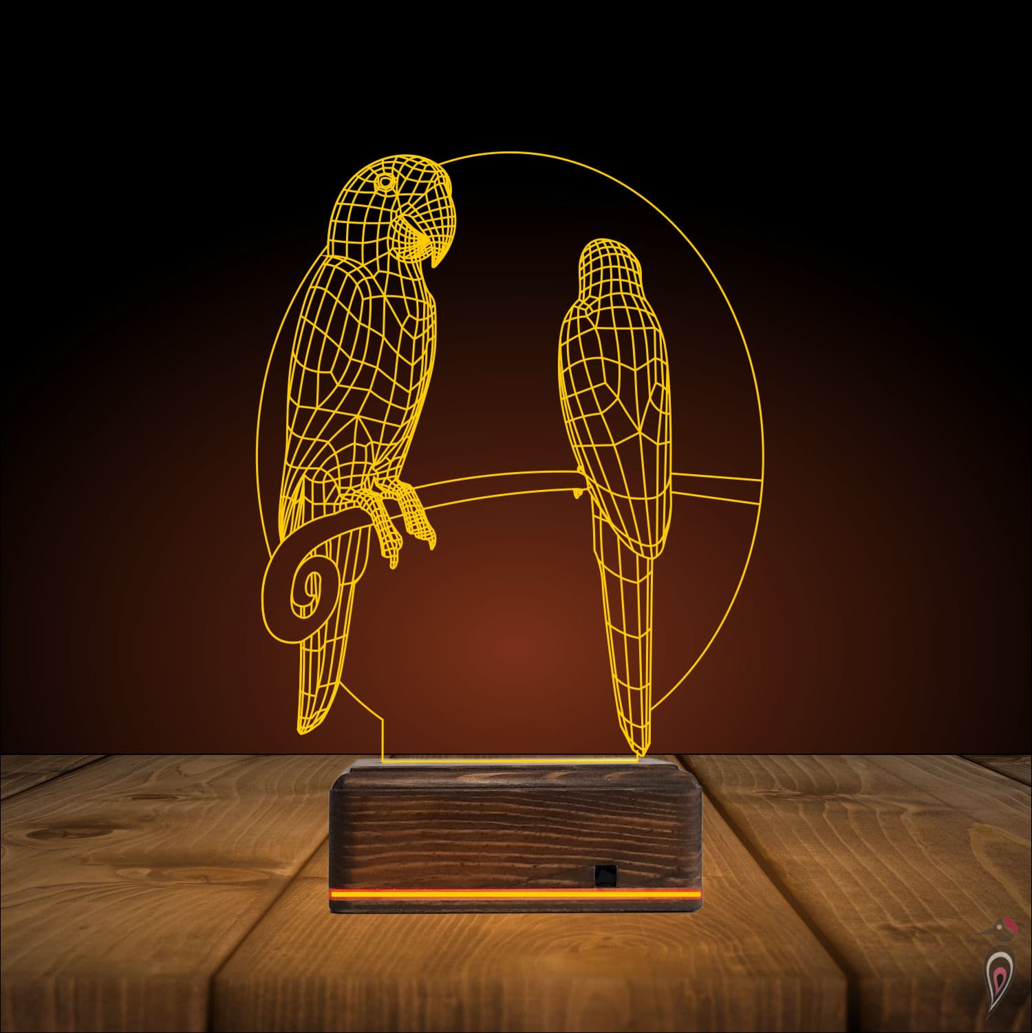 Попугаи — 3D LED Ночник | Подарок влюбленным 9