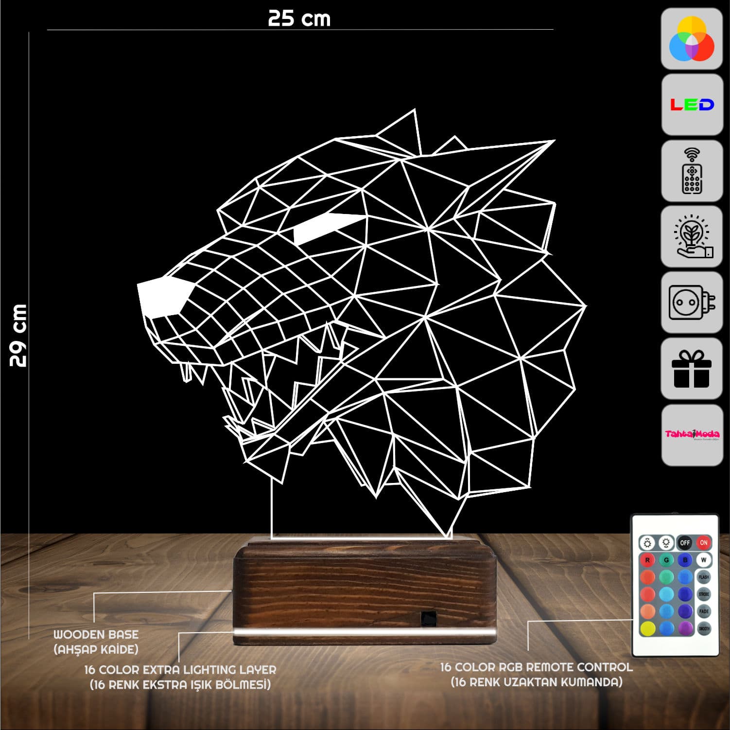 Волк Геометрия — 3D LED Ночник | Подарок мужчине 2