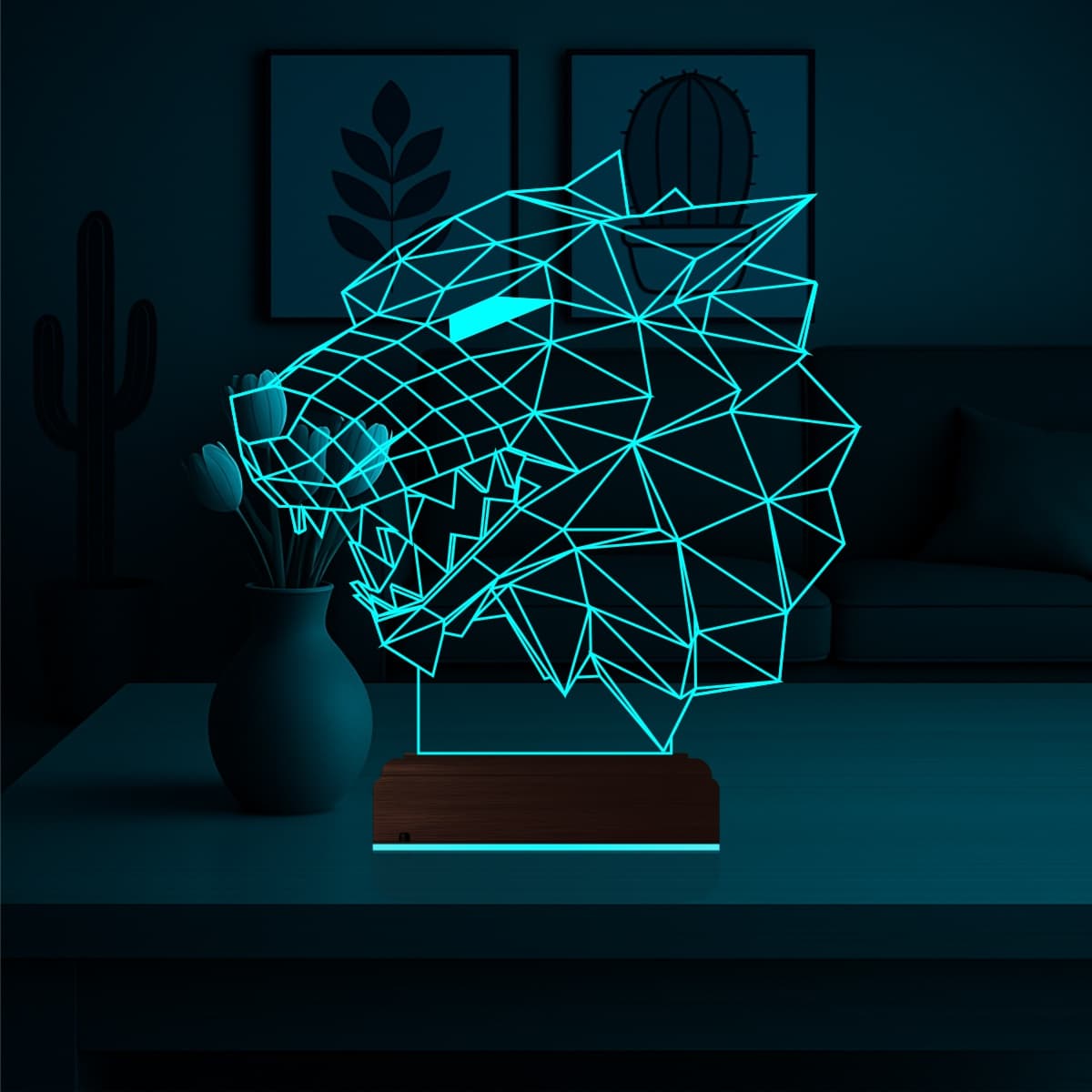 Волк Геометрия — 3D LED Ночник | Подарок мужчине 3