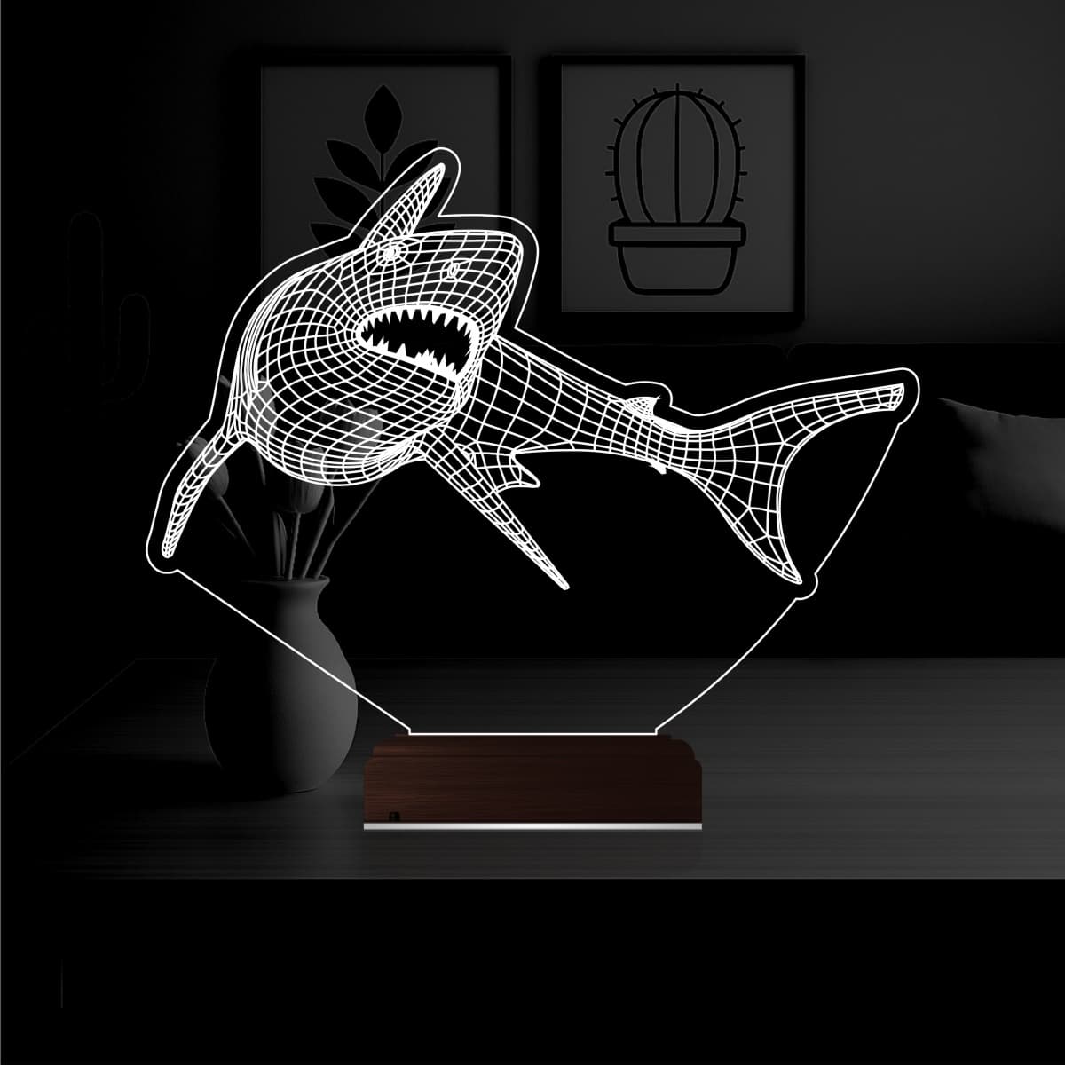 Акула — 3D LED Ночник | Подарок мальчику 1