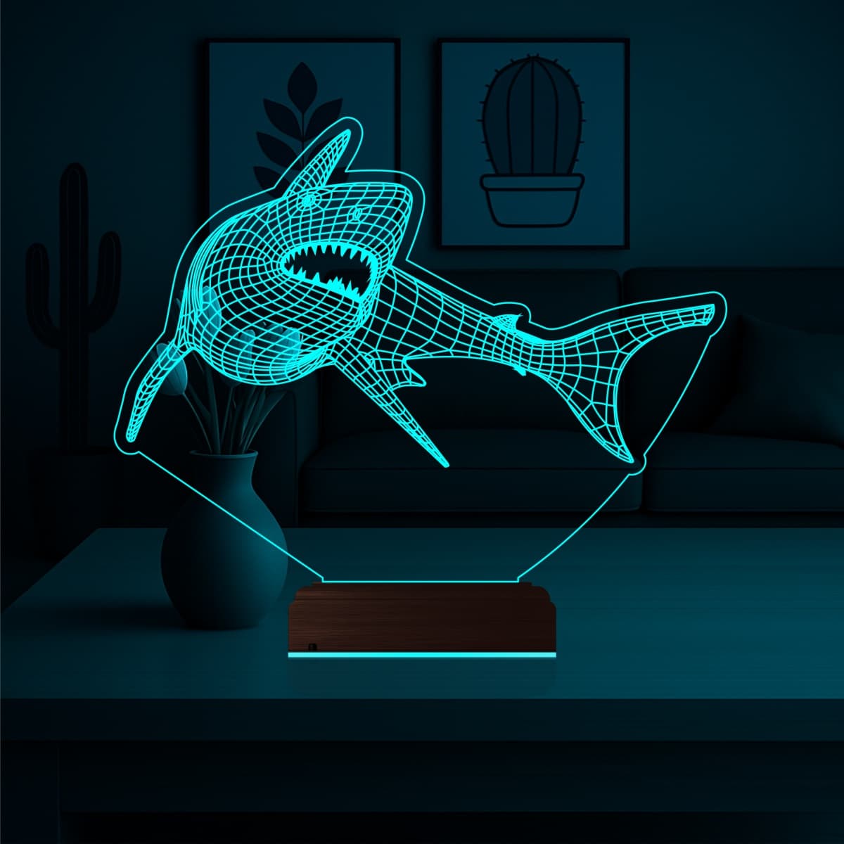 Акула — 3D LED Ночник | Подарок мальчику 3