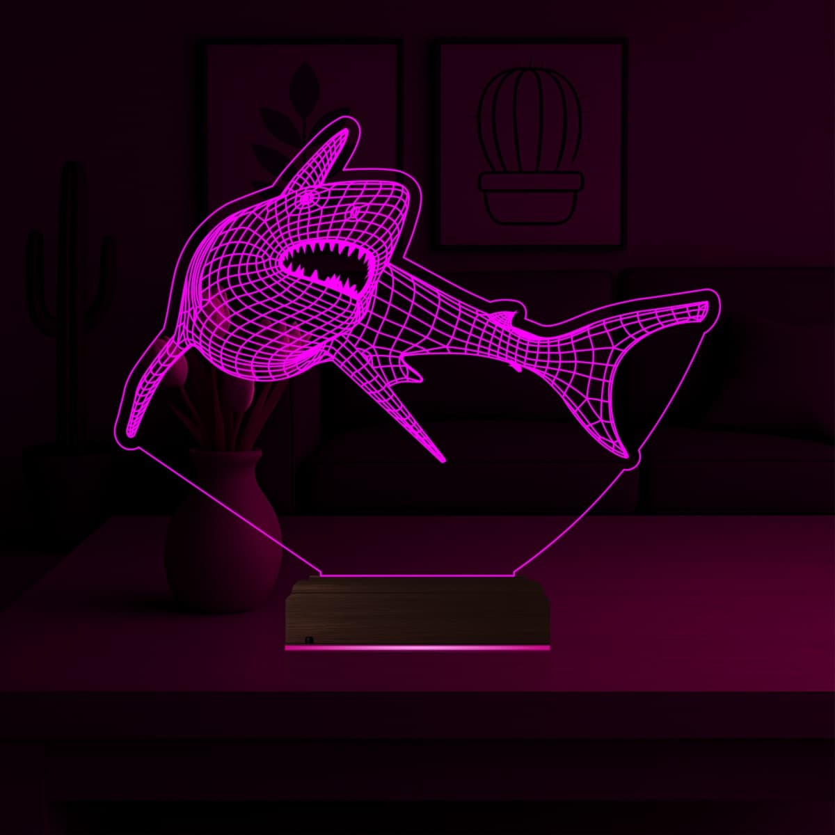 Акула — 3D LED Ночник | Подарок мальчику 4