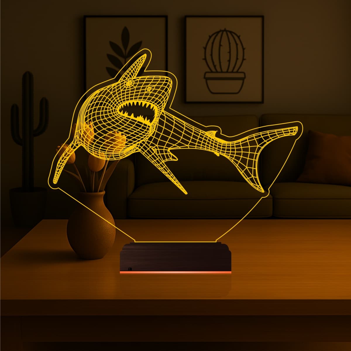 Акула — 3D LED Ночник | Подарок мальчику 7