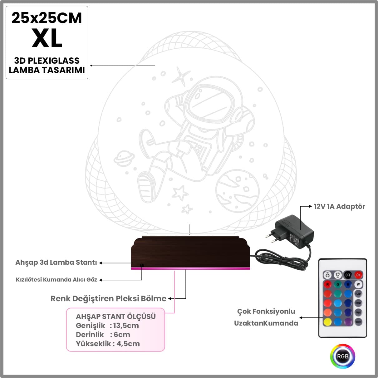 Космонавт — 3D LED Ночник | Подарок детям и мечтателям 8