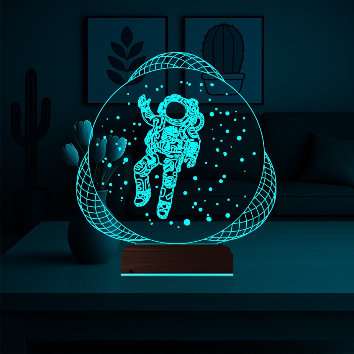 Космонавт — 3D LED Ночник | Подарок детям и фанатам космоса 3