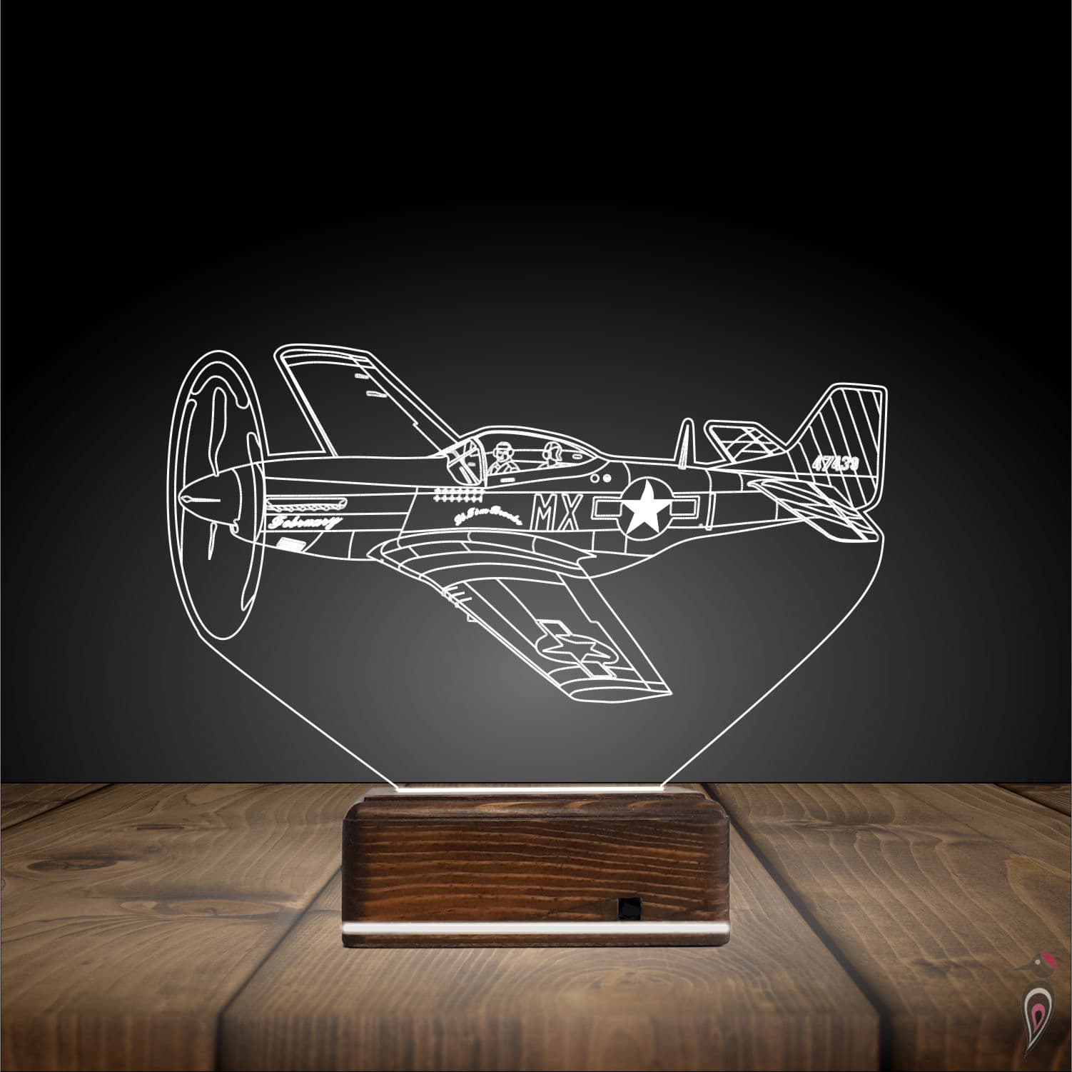 Самолет Истребитель — 3D LED Ночник | Подарок мужчине 3