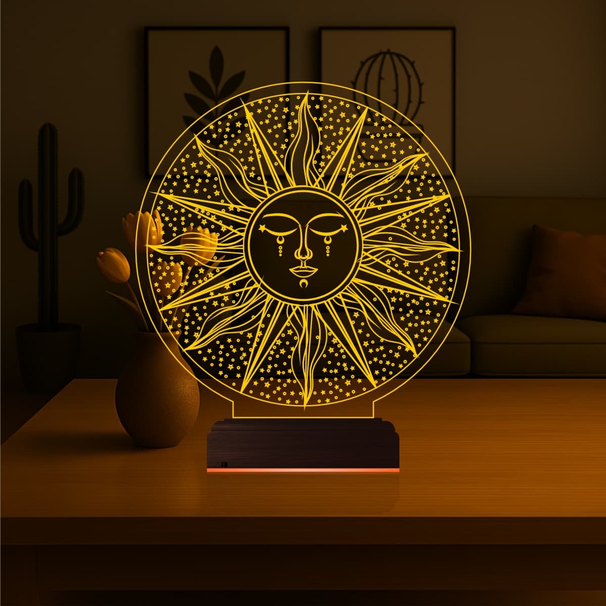 Солнце с Ликом — 3D LED Ночник | Подарок на удачу 7