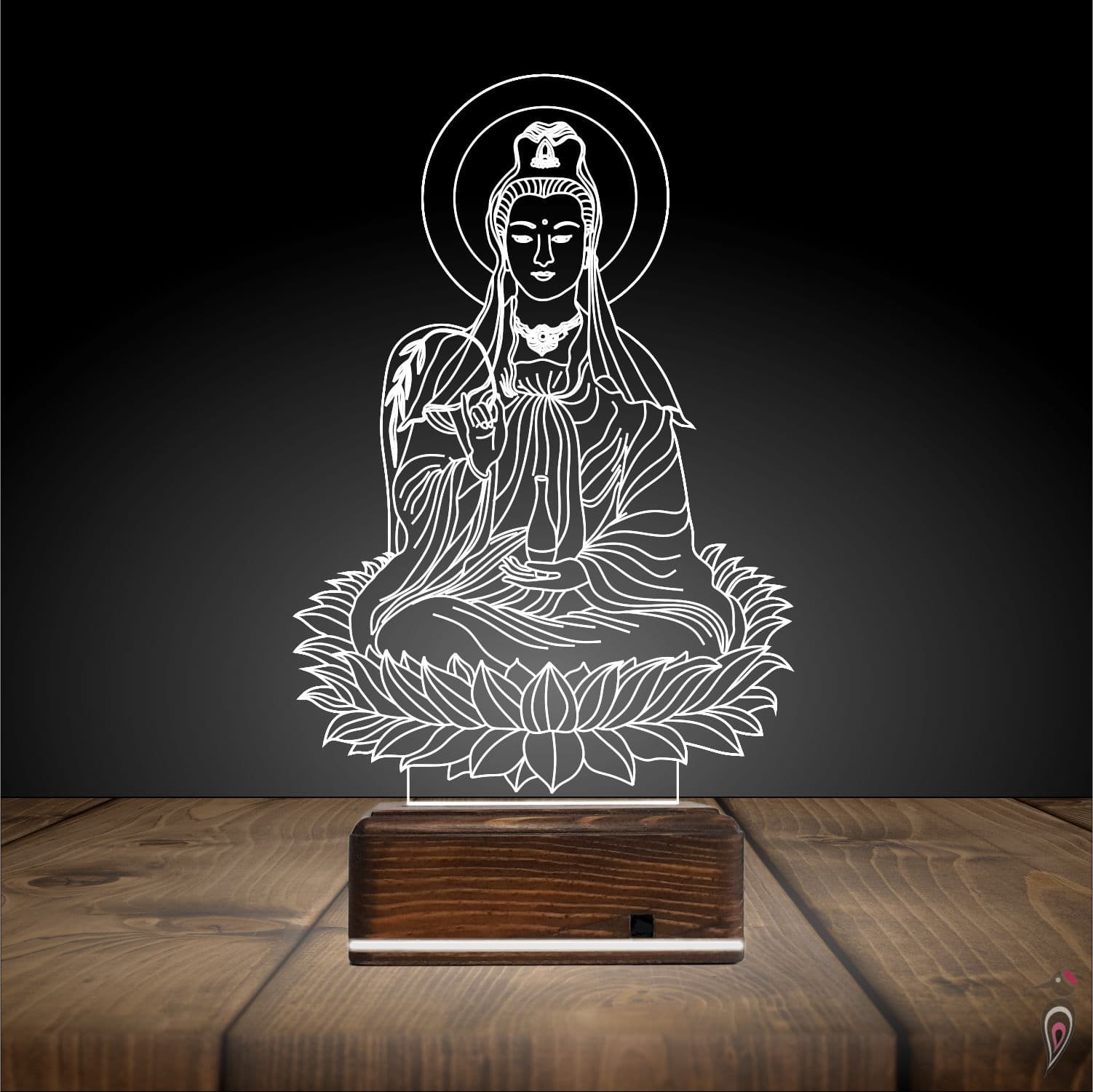 Гуань Инь на лотосе — 3D LED Ночник | Подарок для души 3