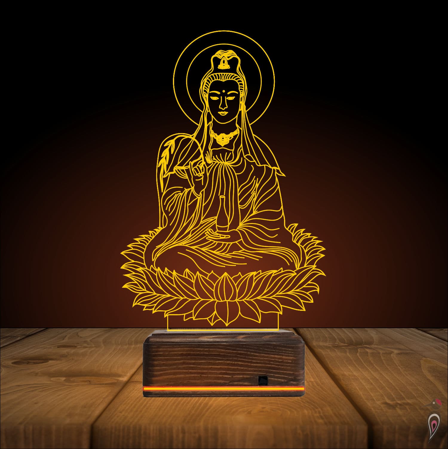Гуань Инь на лотосе — 3D LED Ночник | Подарок для души 9