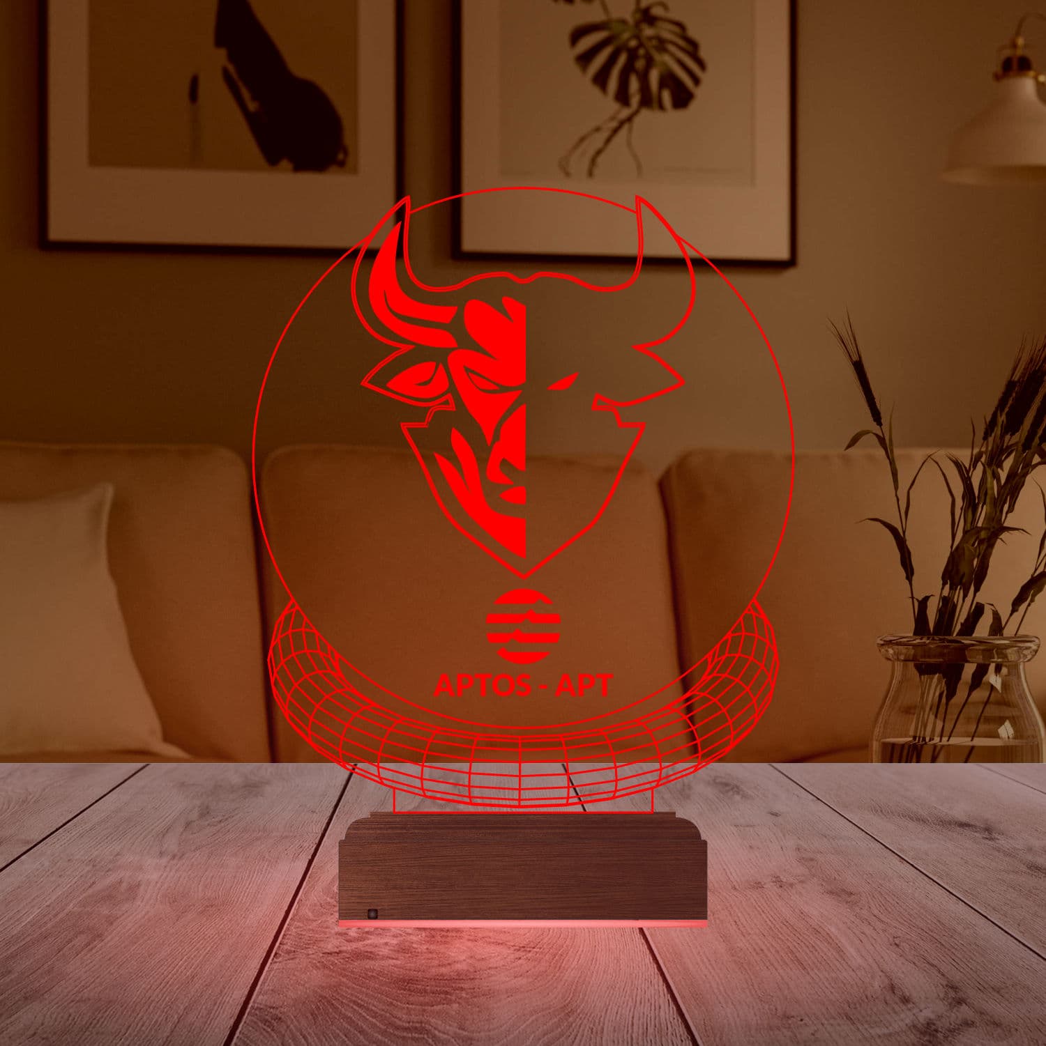 Бык Aptos — 3D LED Ночник | Подарок трейдеру 4
