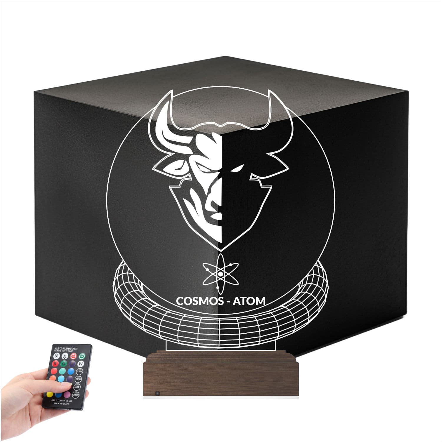 Бык Cosmos Atom — 3D LED Ночник | Подарок криптоэнтузиасту 1