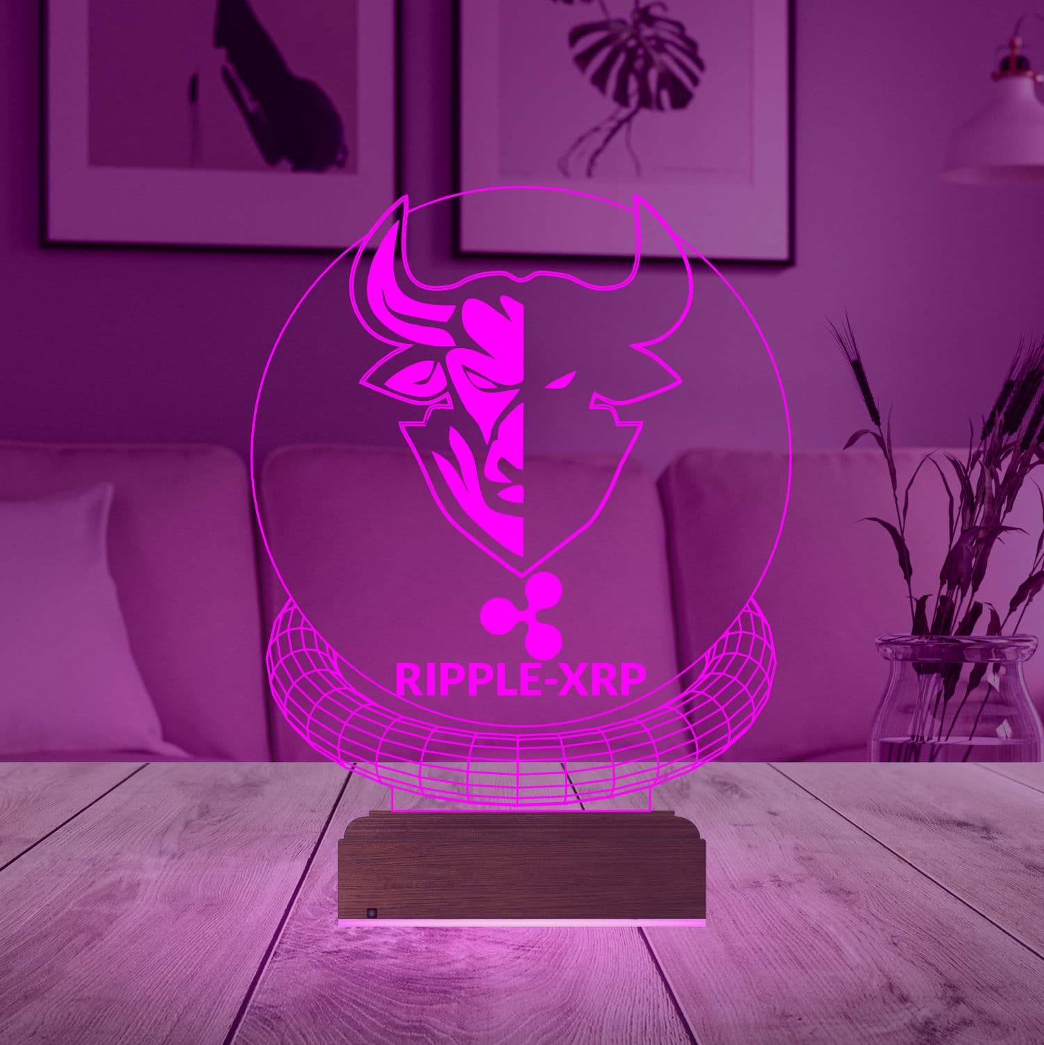 Ripple XRP Бык — 3D LED Ночник | Подарок трейдеру 5