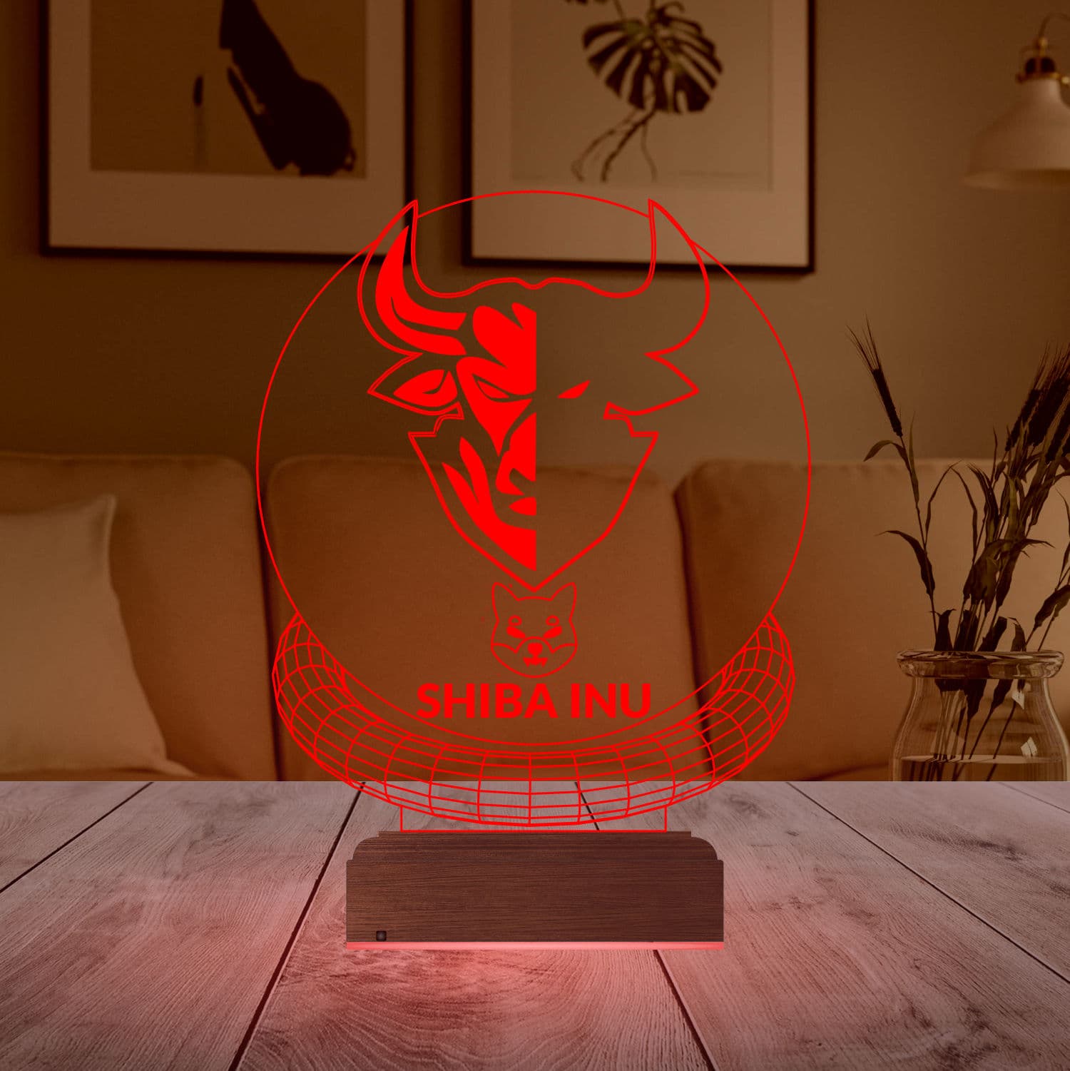 Shiba Inu Бык — 3D LED Ночник | Подарок трейдеру 4
