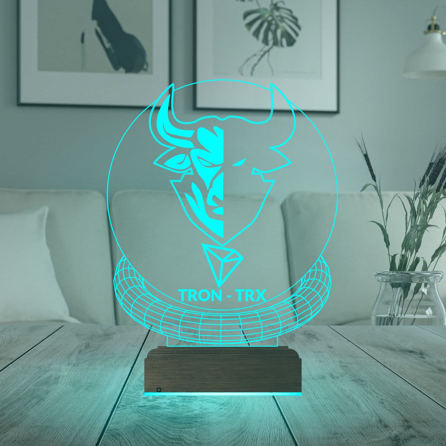 TRON TRX Бык — 3D LED Ночник | Подарок трейдеру 3