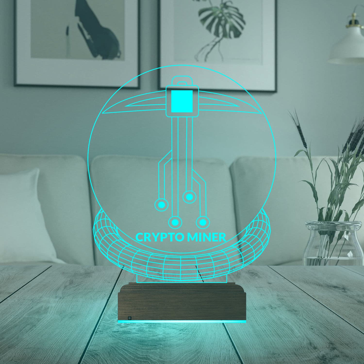 Крипто-майнер — 3D LED Ночник | Подарок IT-специалисту 3