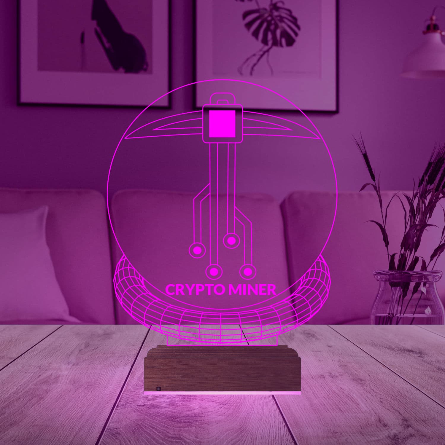 Крипто-майнер — 3D LED Ночник | Подарок IT-специалисту 5