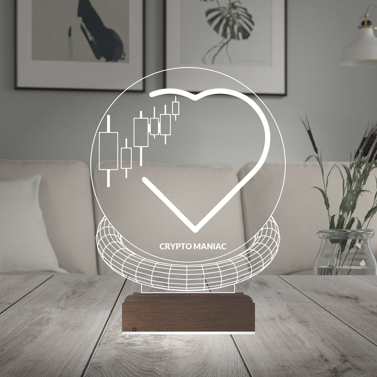 Криптоманьяк и Сердце — 3D LED Ночник | Подарок трейдеру 2