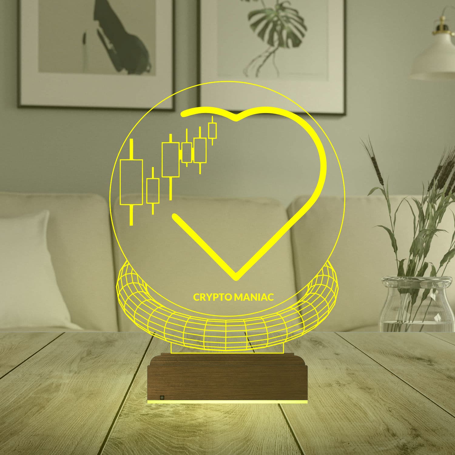 Криптоманьяк и Сердце — 3D LED Ночник | Подарок трейдеру 6