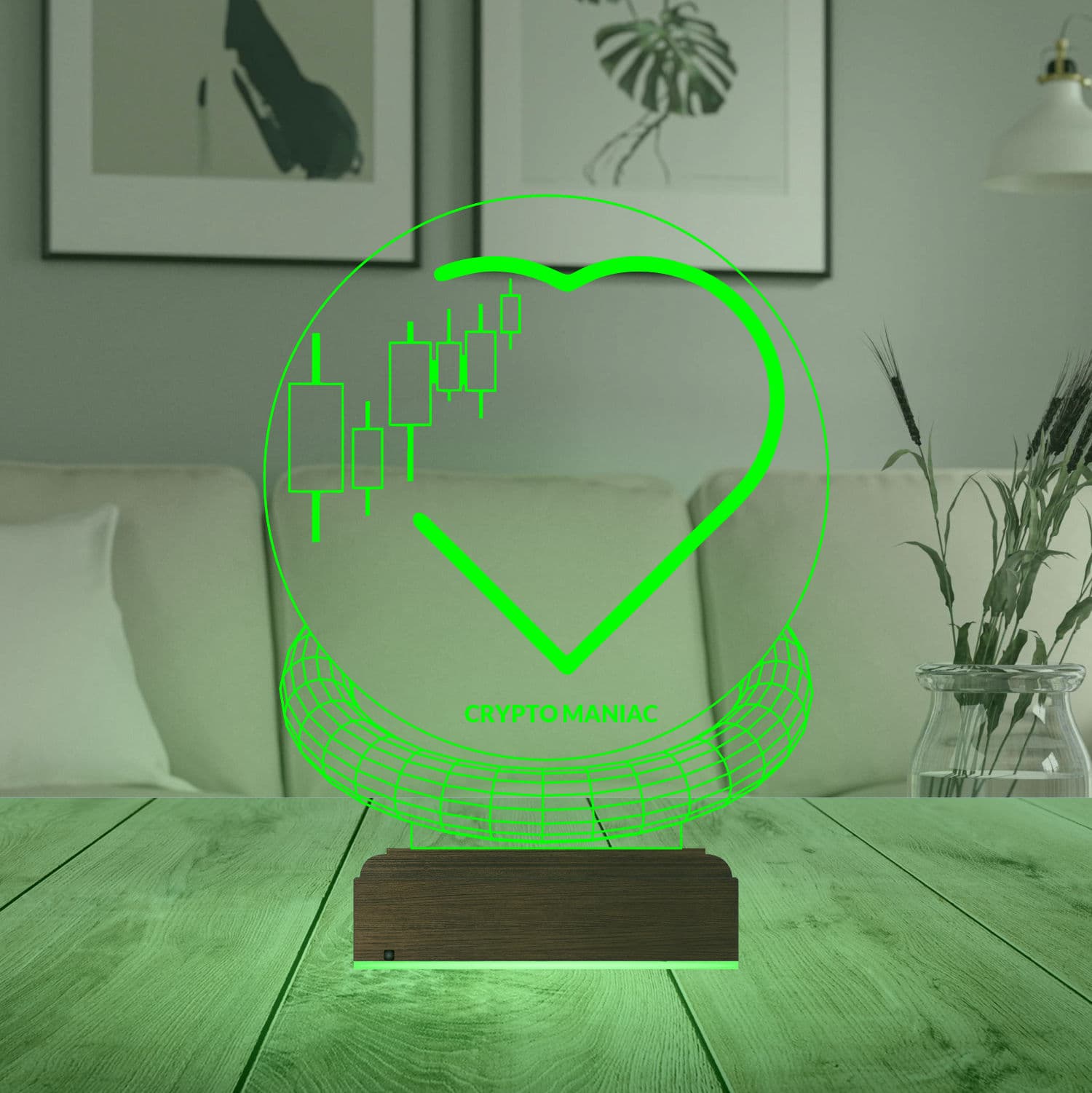 Криптоманьяк и Сердце — 3D LED Ночник | Подарок трейдеру 7