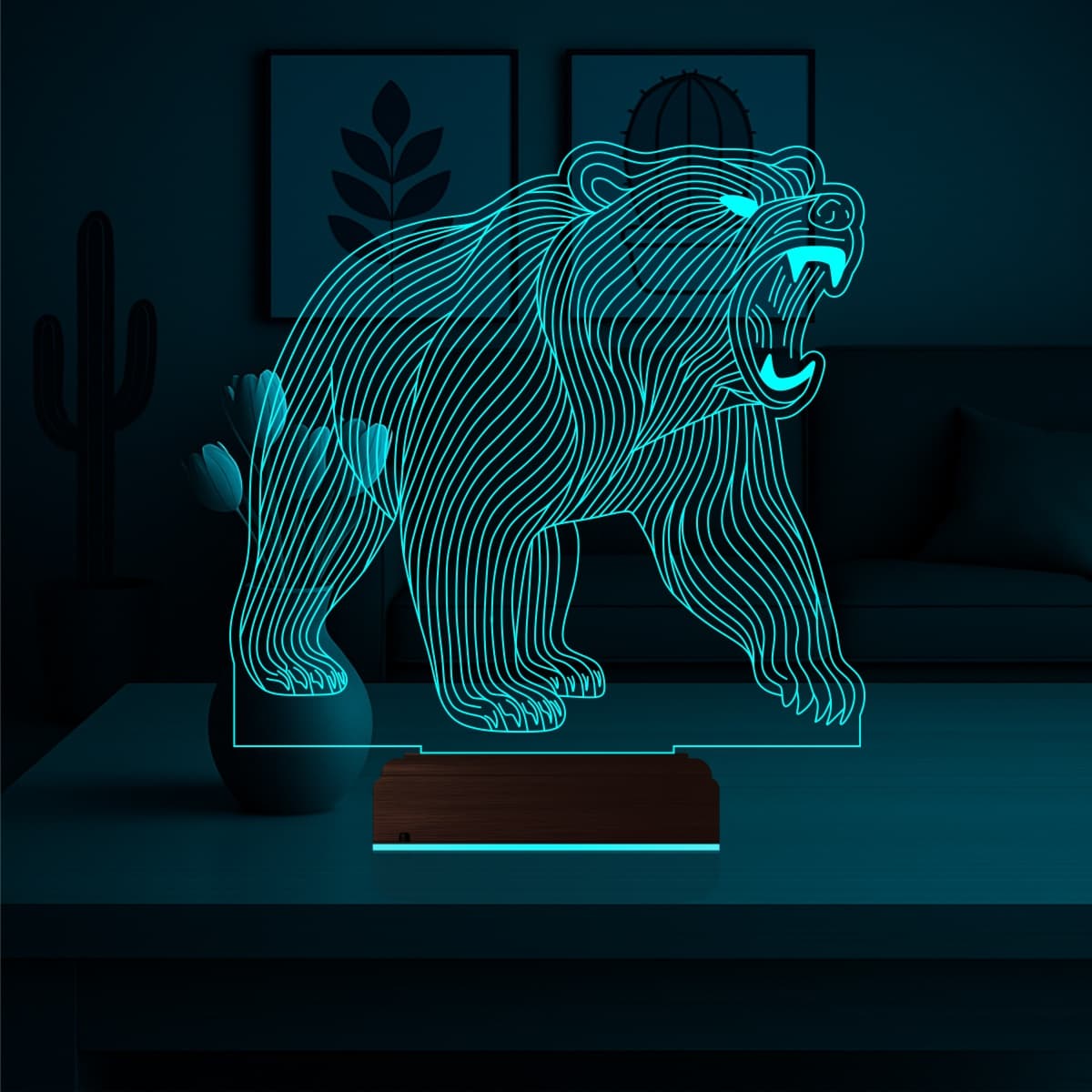 Медведь — 3D LED Ночник | Подарок мужчине 2