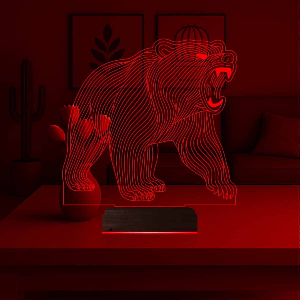 Медведь — 3D LED Ночник | Подарок мужчине 5