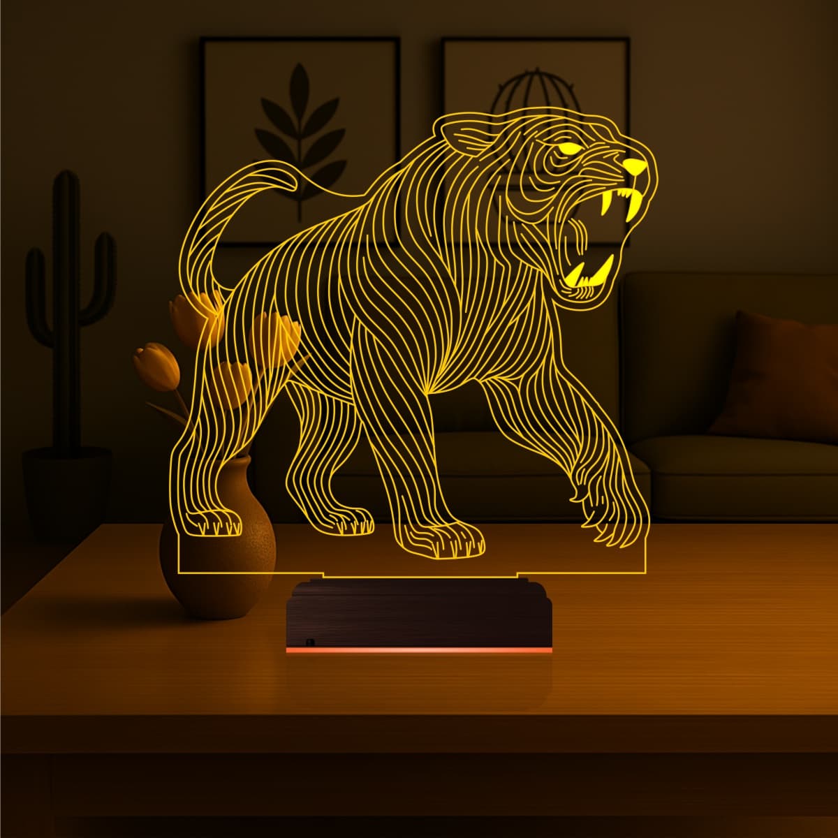 Тигр — 3D LED Ночник | Подарок мужчине 6