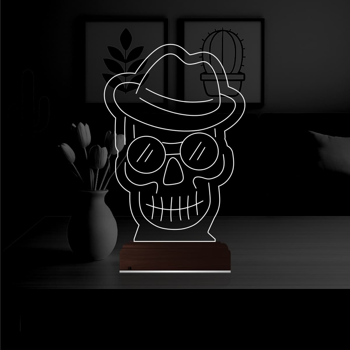Череп в шляпе — 3D LED Ночник | Подарок мужчине 1