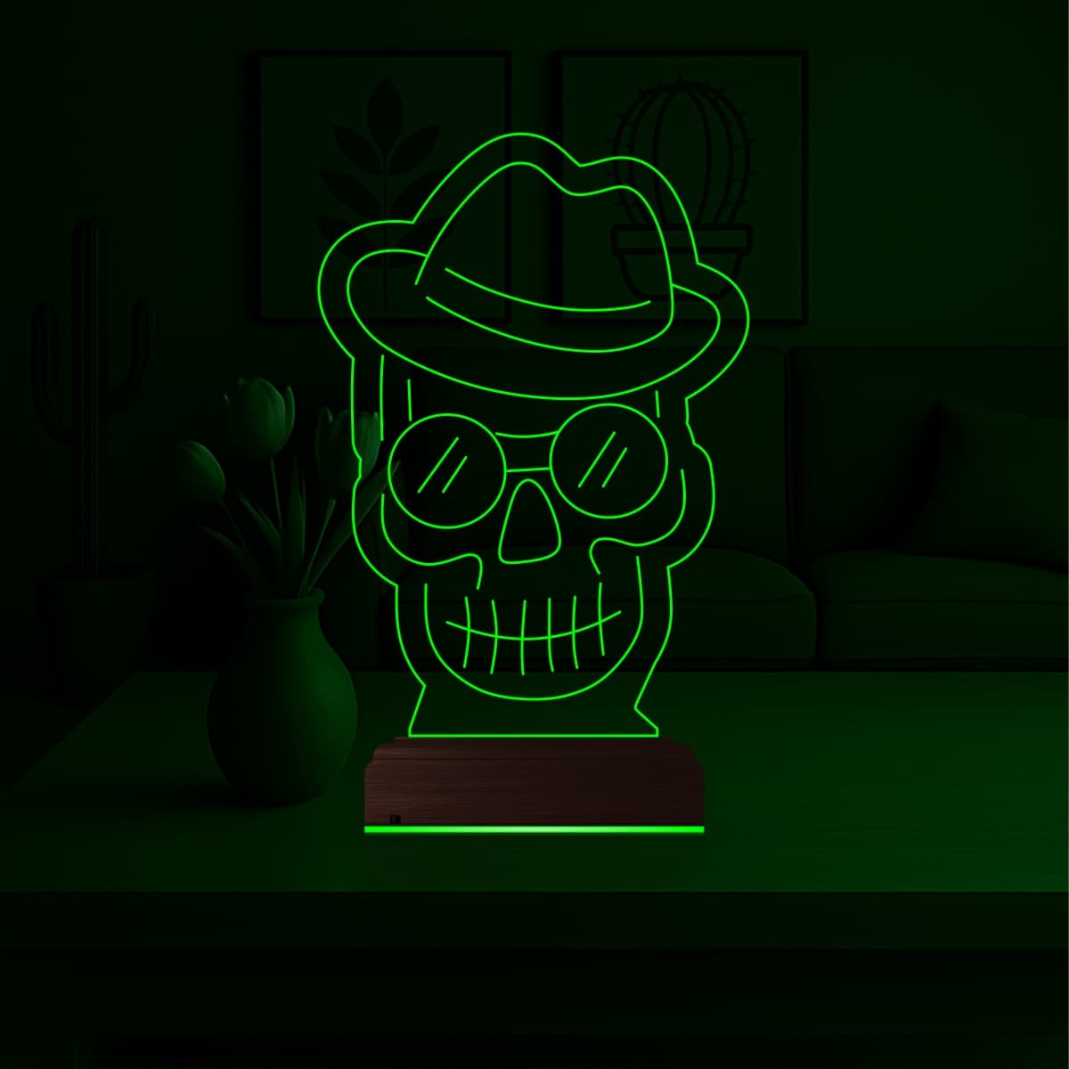 Череп в шляпе — 3D LED Ночник | Подарок мужчине 4