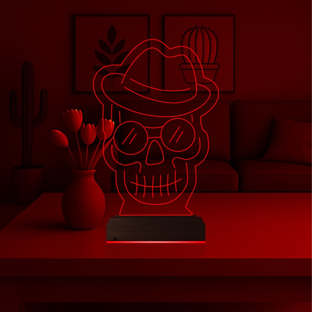 Череп в шляпе — 3D LED Ночник | Подарок мужчине 5