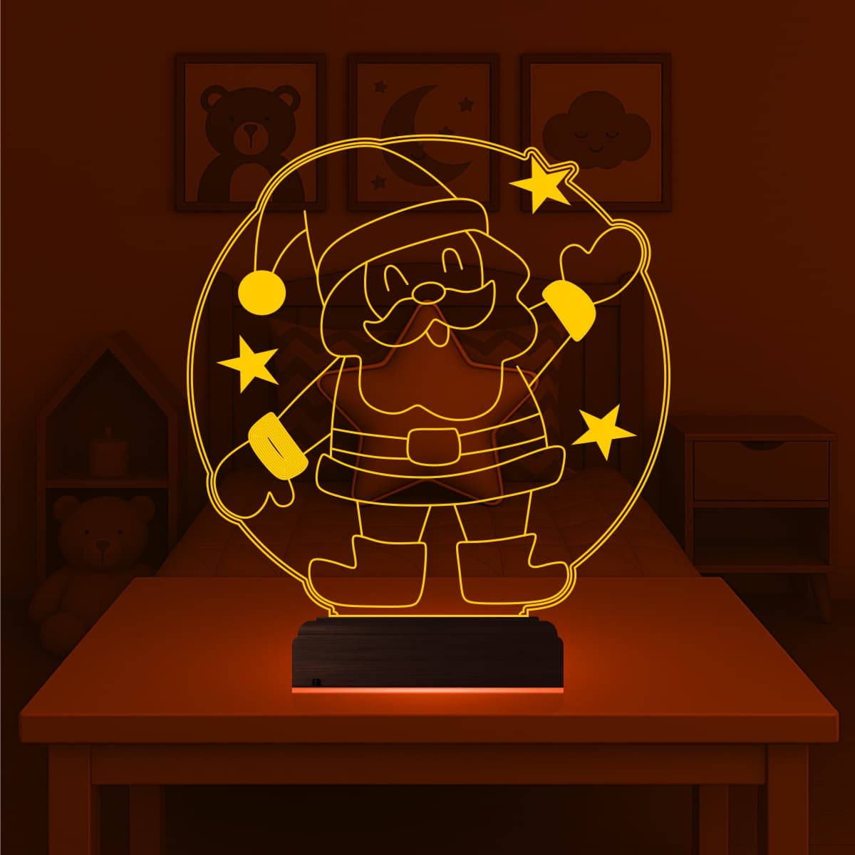 Санта-Клаус — 3D LED Ночник | Подарок на Новый год 6