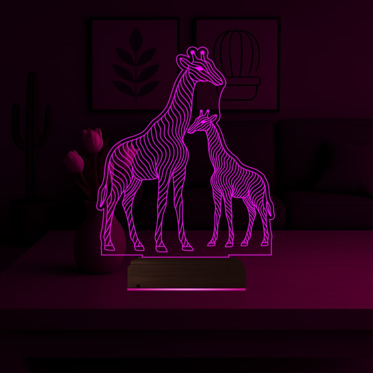 Жирафы — 3D LED Ночник | Подарок семье или ребенку 3