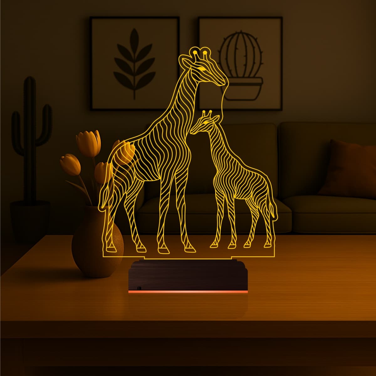 Жирафы — 3D LED Ночник | Подарок семье или ребенку 6