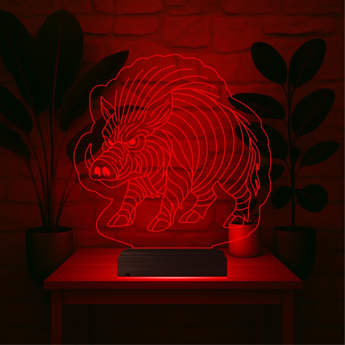 Дикий кабан — 3D LED Ночник | Подарок мужчине или охотнику 5