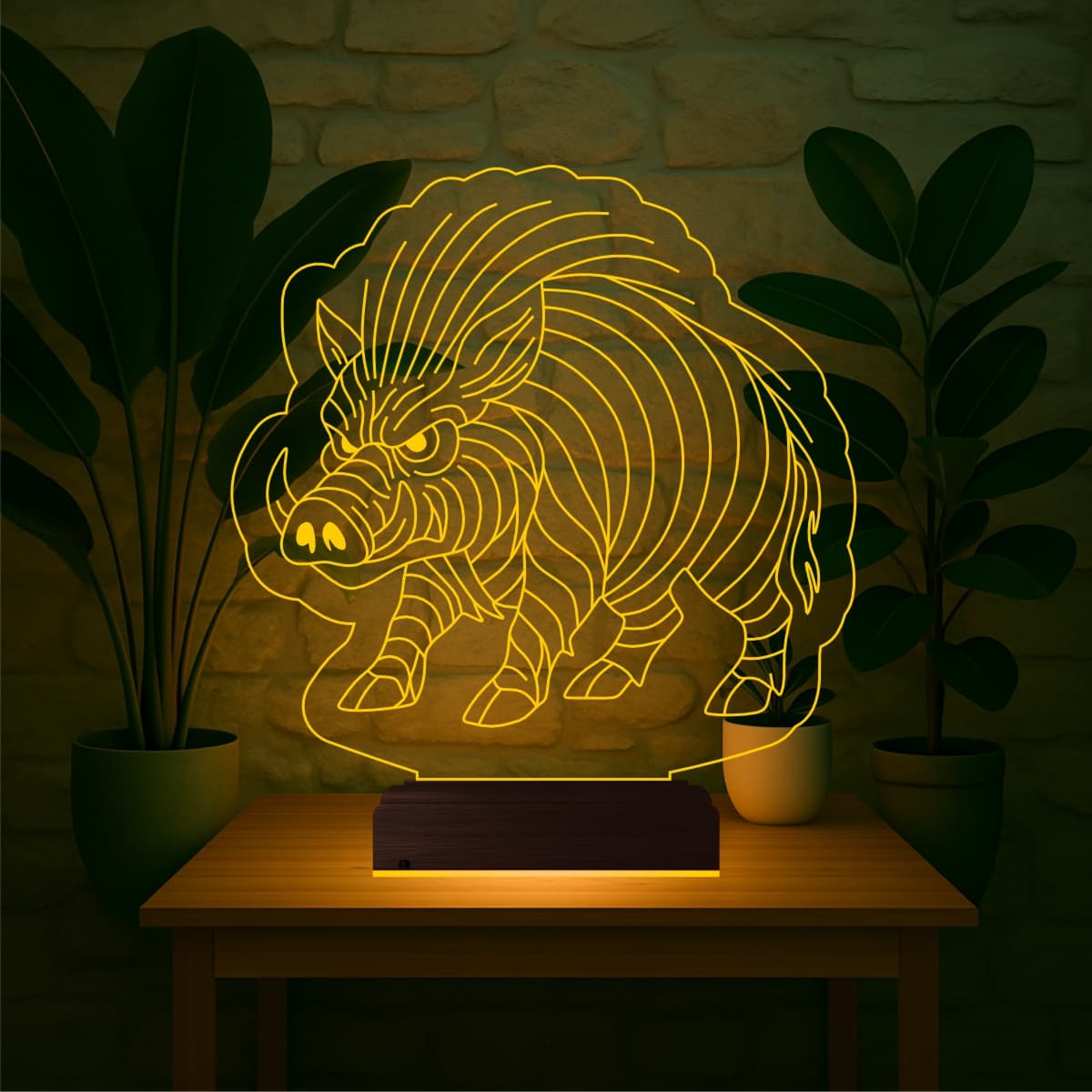 Дикий кабан — 3D LED Ночник | Подарок мужчине или охотнику 6