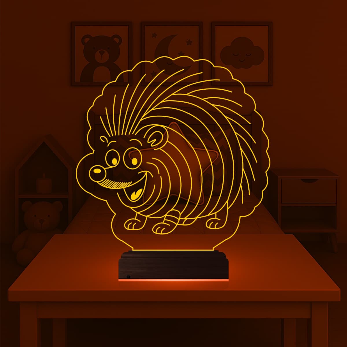 Ёжик — 3D LED Ночник | Подарок ребёнку 6