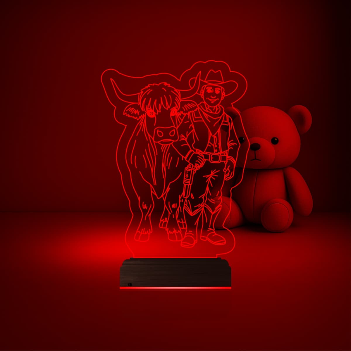 Ковбой и бык — 3D LED Ночник | Подарок ребёнку 3
