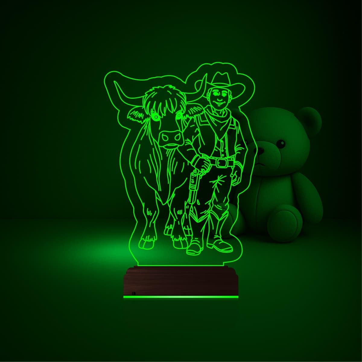 Ковбой и бык — 3D LED Ночник | Подарок ребёнку 4