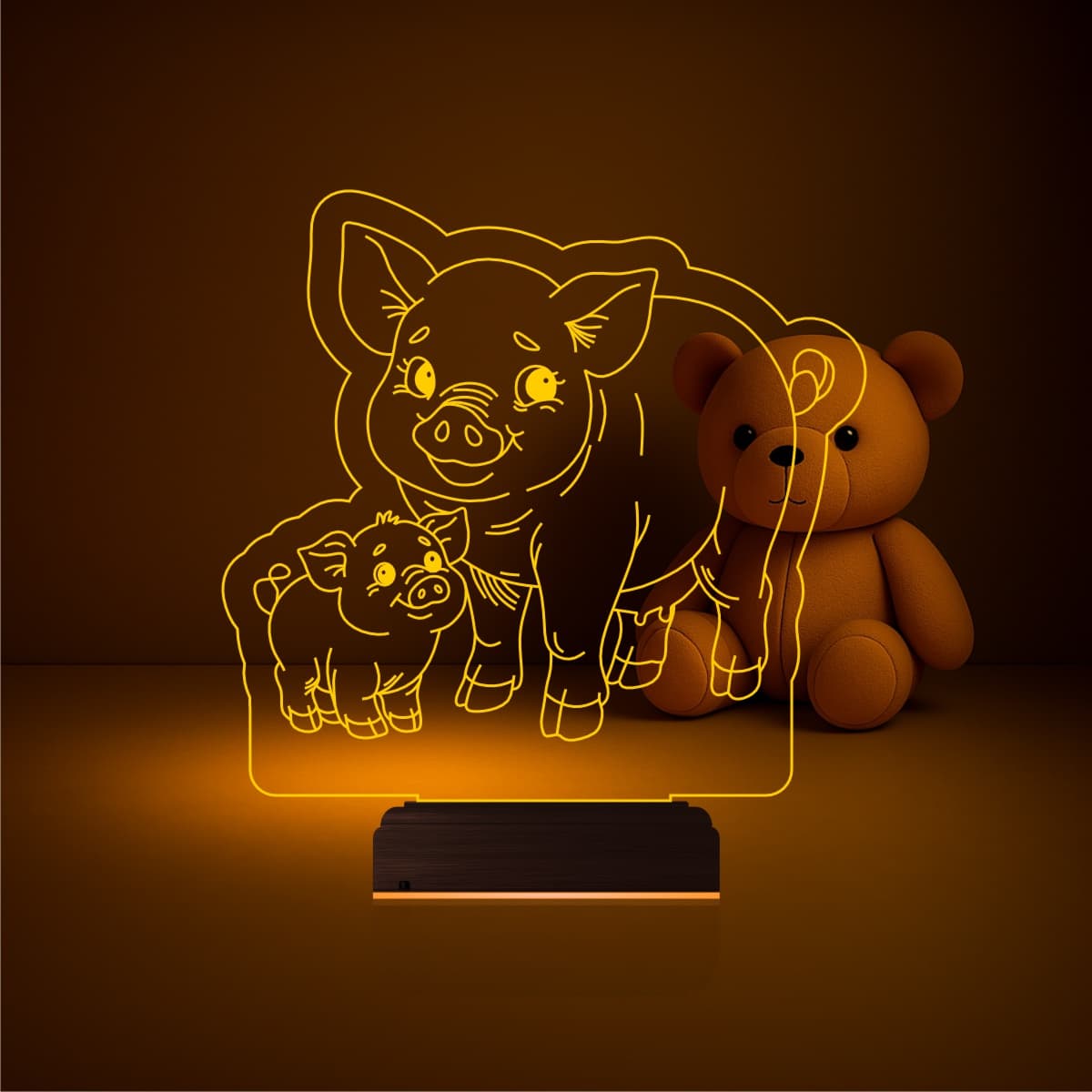 Свинья и поросенок — 3D LED Ночник | Подарок детям 1