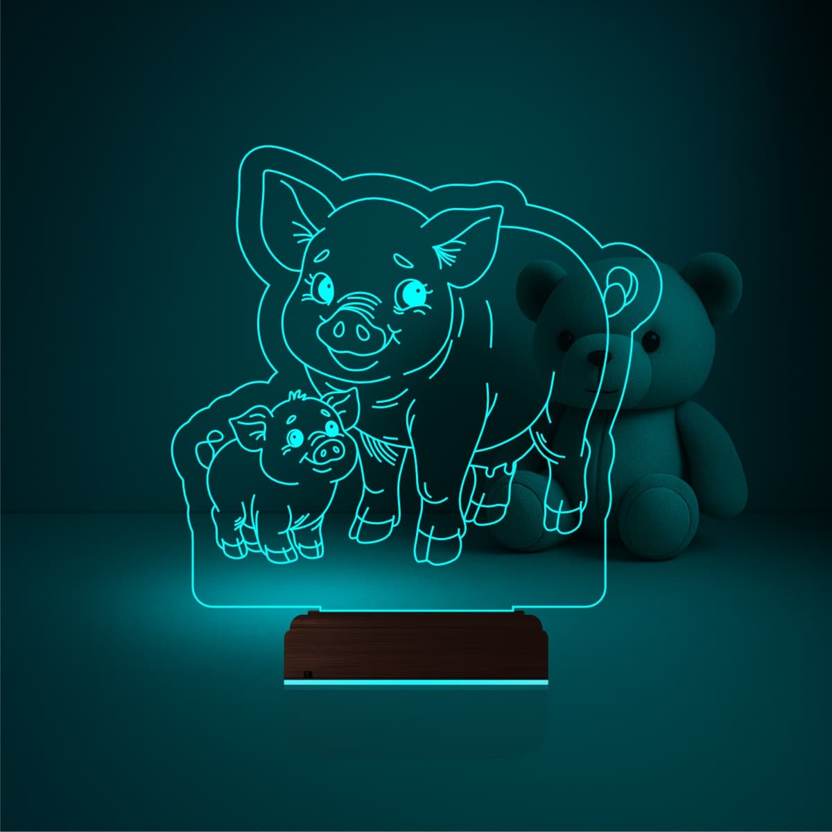 Свинья и поросенок — 3D LED Ночник | Подарок детям 2