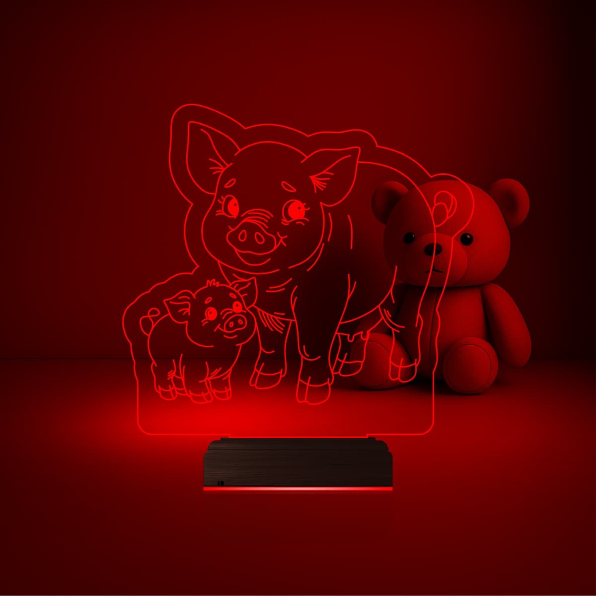 Свинья и поросенок — 3D LED Ночник | Подарок детям 3