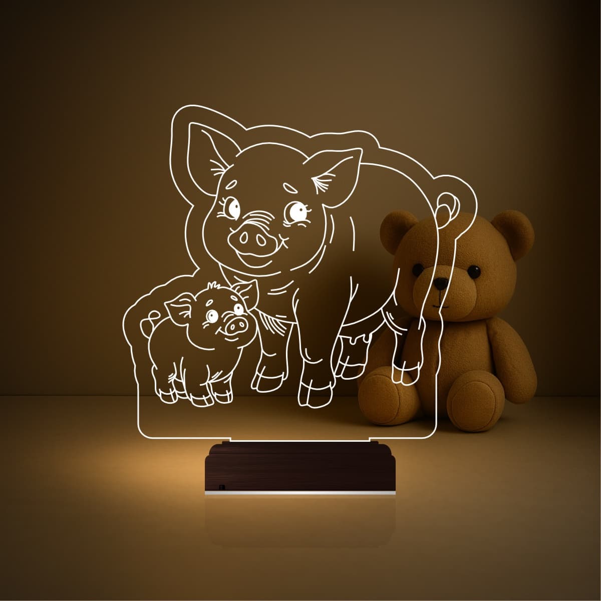 Свинья и поросенок — 3D LED Ночник | Подарок детям 5