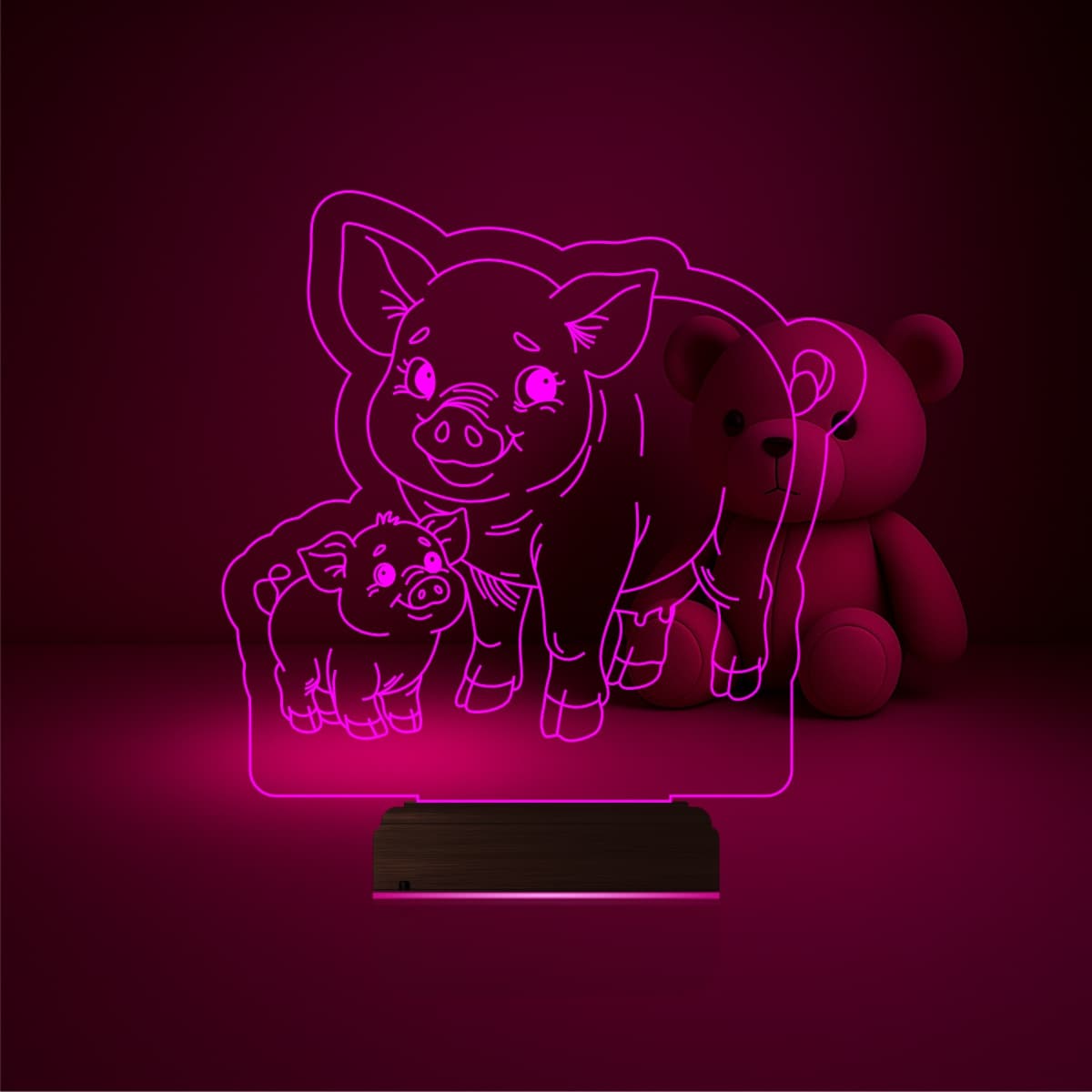 Свинья и поросенок — 3D LED Ночник | Подарок детям 6