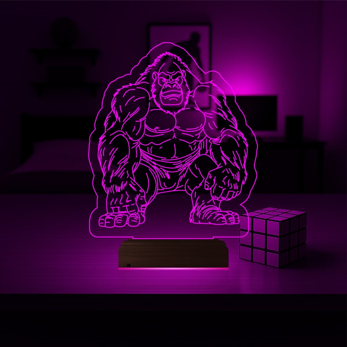 Горилла — 3D LED Ночник | Подарок мужчине или ребенку 3