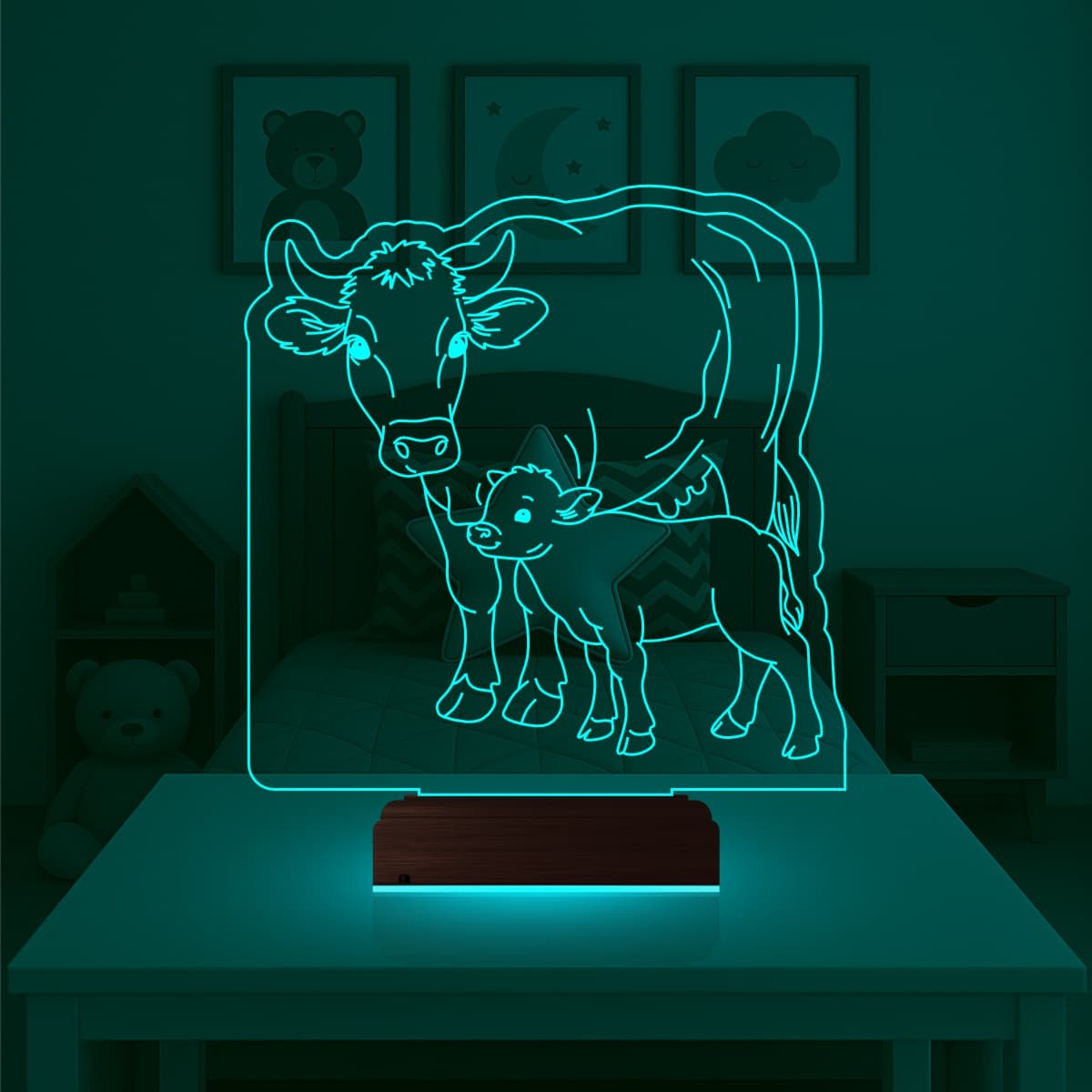 Корова с теленком — 3D LED Ночник | Подарок ребенку 1