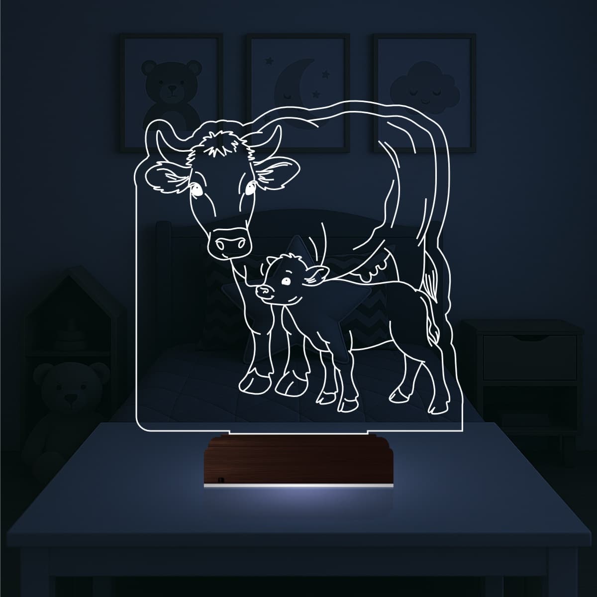 Корова с теленком — 3D LED Ночник | Подарок ребенку 2