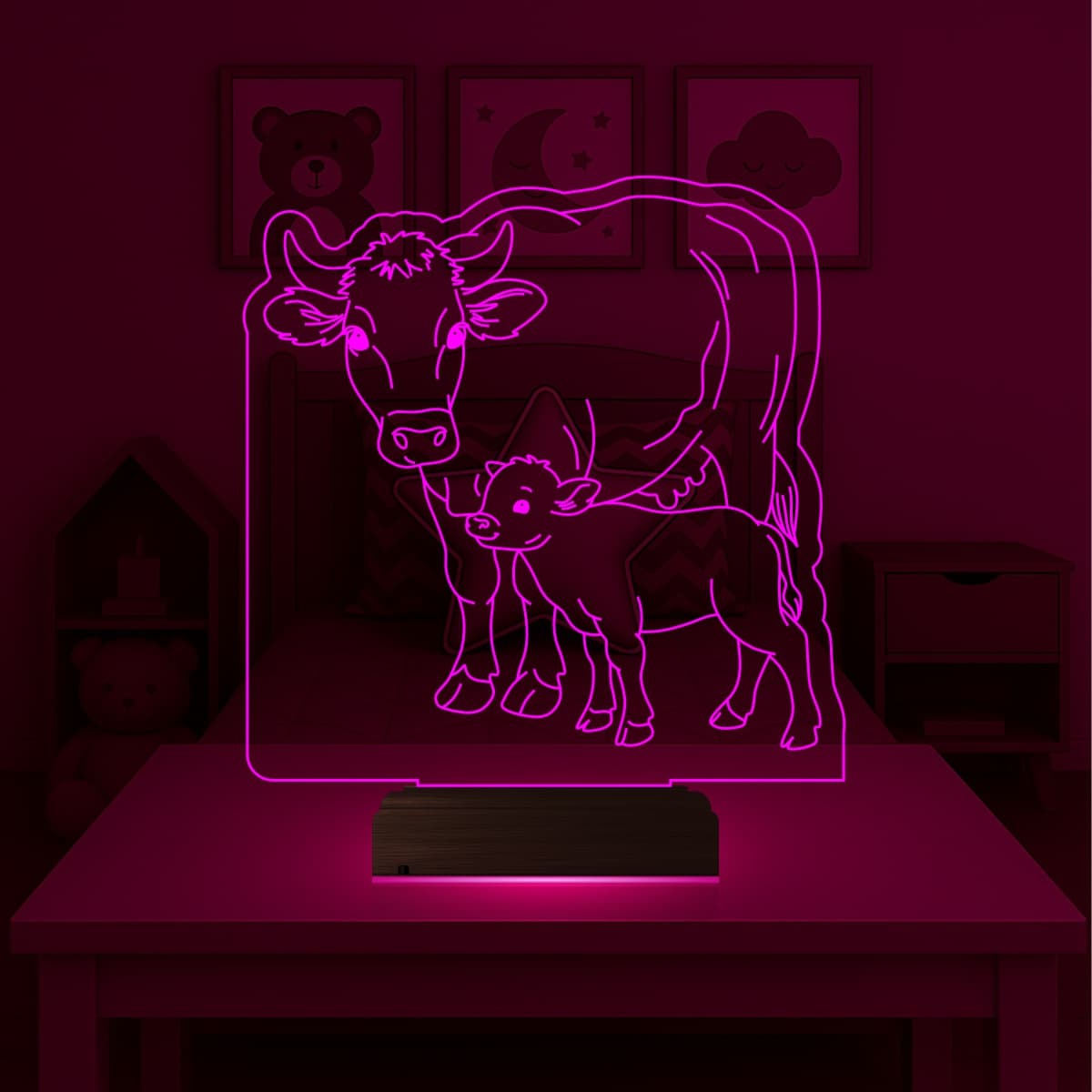 Корова с теленком — 3D LED Ночник | Подарок ребенку 5