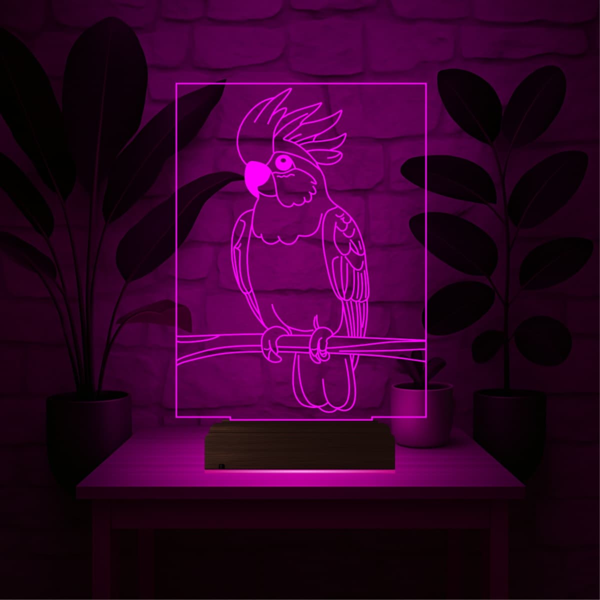 Попугай Какаду — 3D LED Ночник | Оригинальный подарок 3